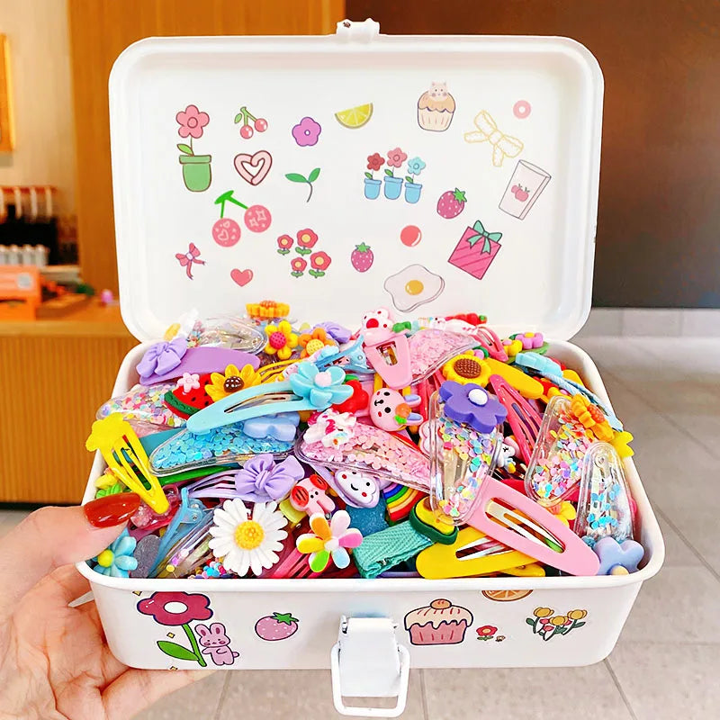 12PCS/Set New Girls Cute Colorful Cartoon Flower Hairpins Children Kids Lovely Hair Clips Barrettes Fashion Hair Accessories