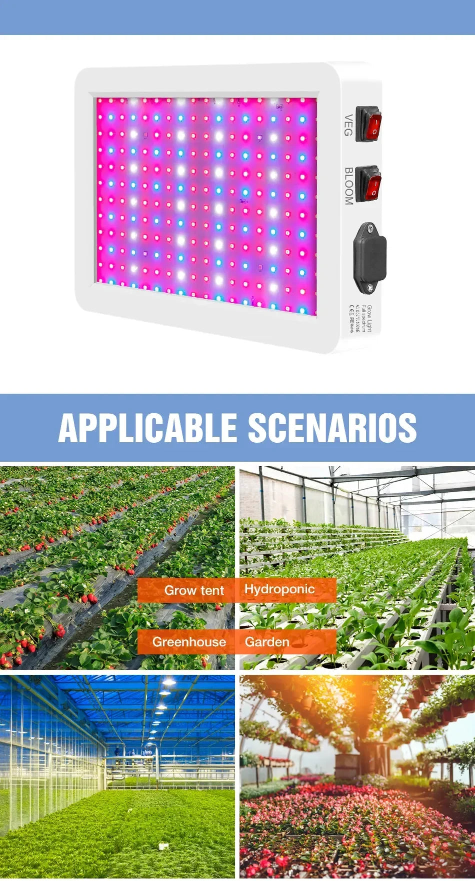 Newest 4000/5000W Full Spectrum LED Growing Light IP65 Plant Bulbs Hydroponic Lamp Greenhouse Lamps Flower Growth Lighting Box