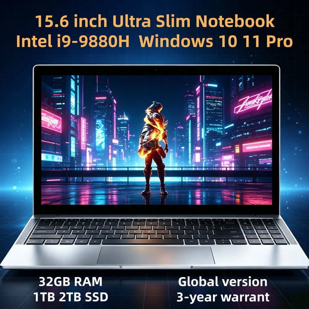 2026 Intel Core i9-9880H Notebook Windows 11 Pro 15.6 inch Laptop 32GB RAM 1TB/2TB SSD Office Game Laptops IPS 1920x1080 FHD