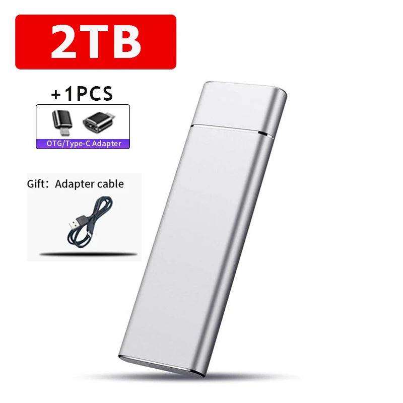 Hard Drive 2TB High-speed External SSD Portable SSD USB3.0 Solid State Disk Backup Storage for Mac/Laptop
