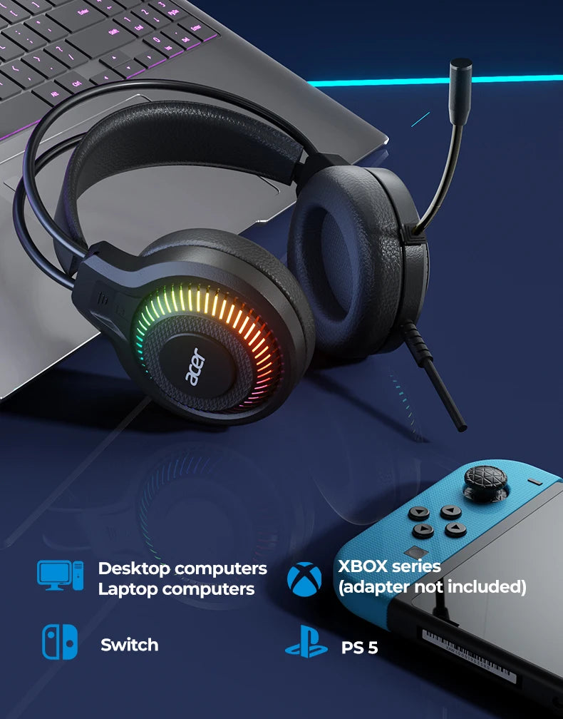 RGB Cool Lighting Wired Earphones Low latency Headphones with Mic Breathable Comfortable Earbuds Surround Sound Effects for Game