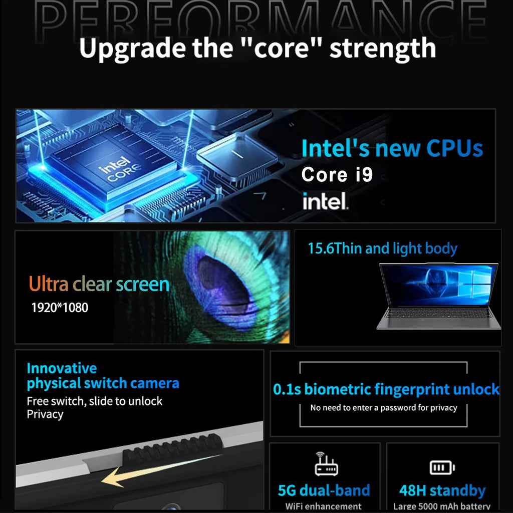 2026 15.6 Inch Gaming Laptop Intel Core i9 10980HK 32GB RAM 2TB SSD Win 11 Pro Fingerprint Unlock Backlit Keyboard Computer  PC