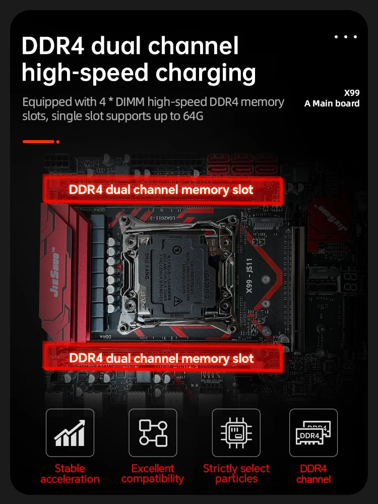 JIESHUO X99-JS11 Motherboard Set Kit With LGA2011-3 Xeon E5 2682V4  DDR4 16GB 2133MHZ RAM Memory NVME M.2 SATA support TPM 2.0