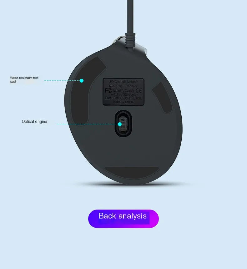 Mouse Wired Vertical Mouse Ergonomic Rechargeable 3200DPI Optional Portable Gaming Mouse for Mac Laptop PC Computer