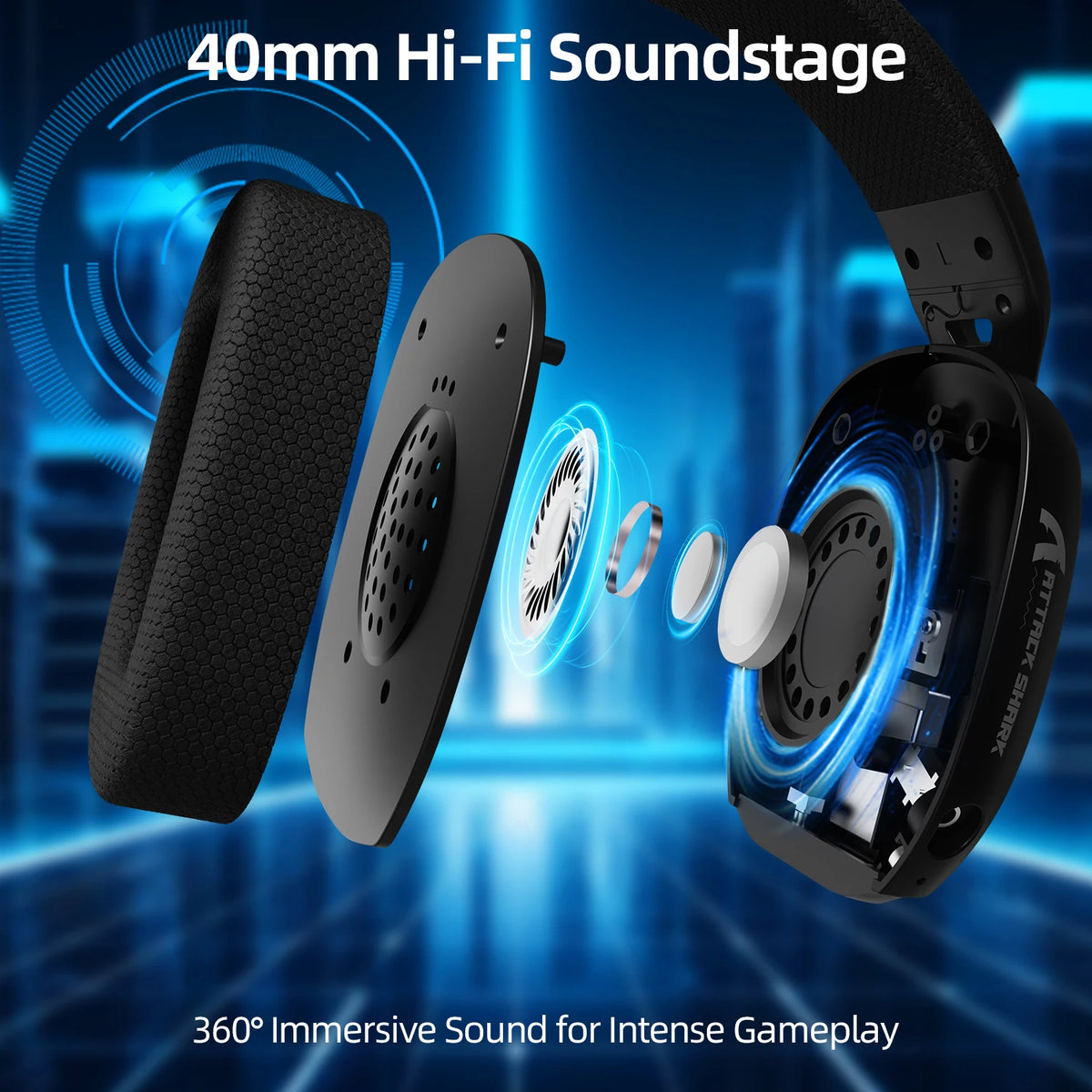 ATTACK SHARK L80PRO 3-IN-1 Gaming Headset can make more stable connection & low-latency,dual microphone design ,40mm