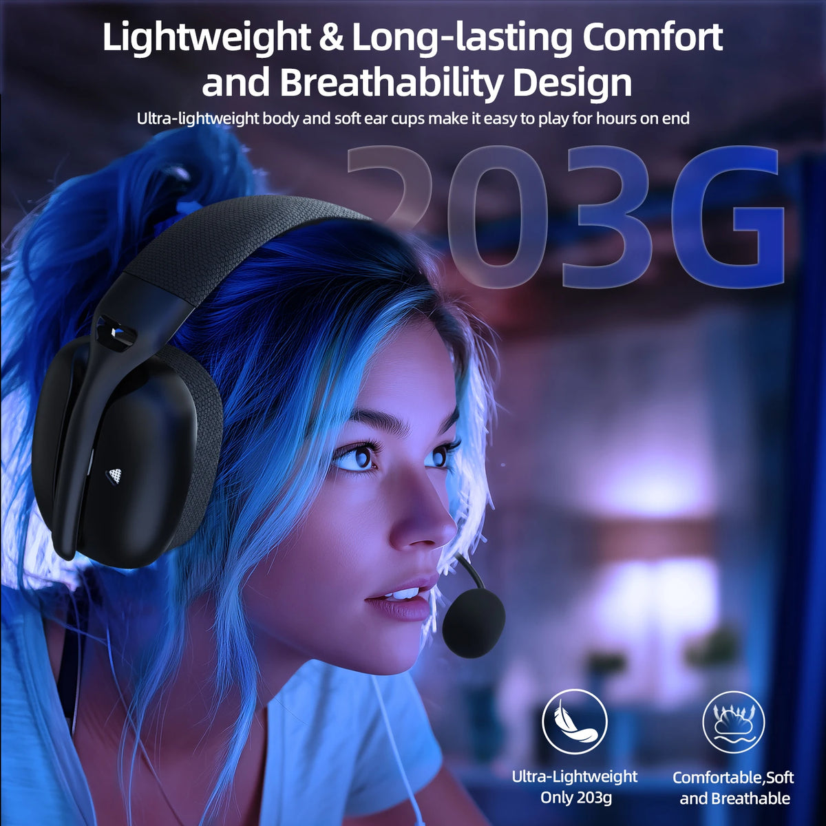 ATTACK SHARK L80PRO 3-IN-1 Gaming Headset can make more stable connection & low-latency,dual microphone design ,40mm