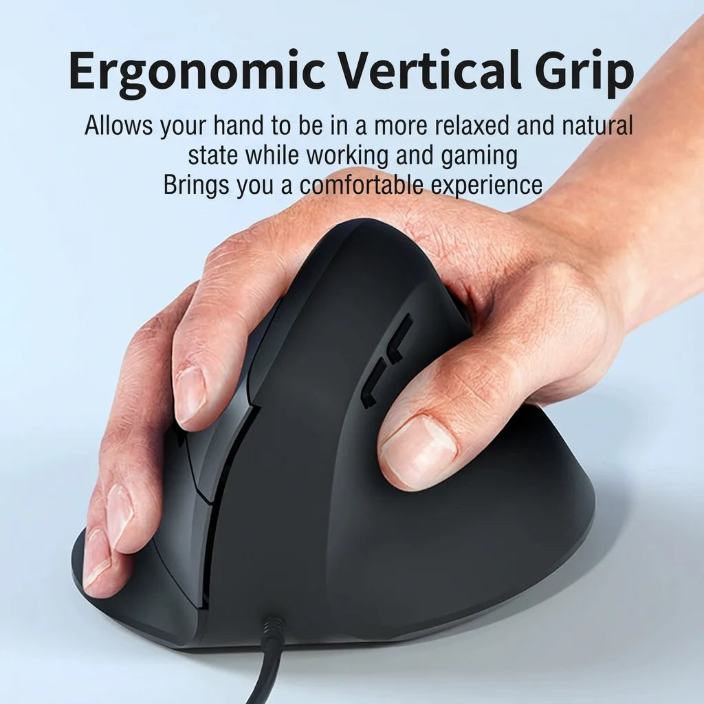 Mouse Wired Vertical Mouse Ergonomic Rechargeable 3200DPI Optional Portable Gaming Mouse for Mac Laptop PC Computer