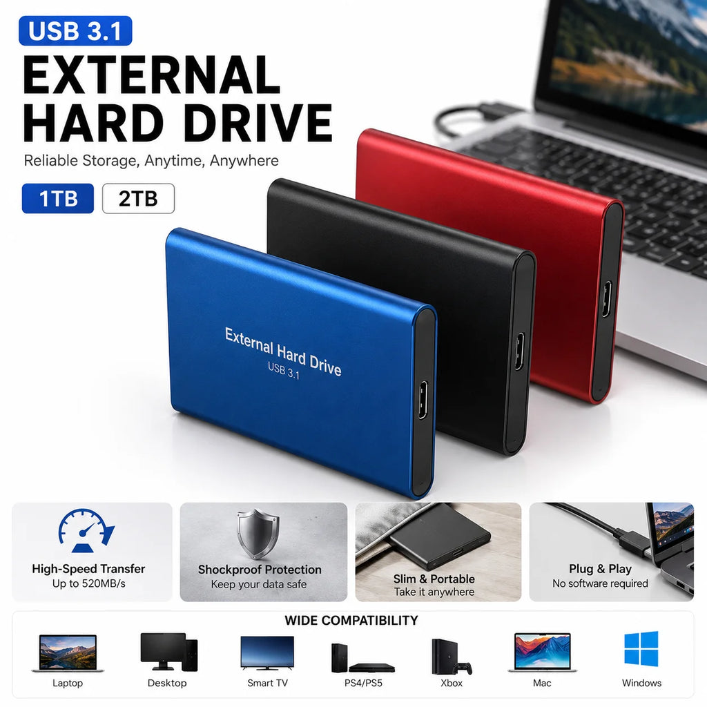 Portable SSD Drive USB Type-C for Computer File Backup