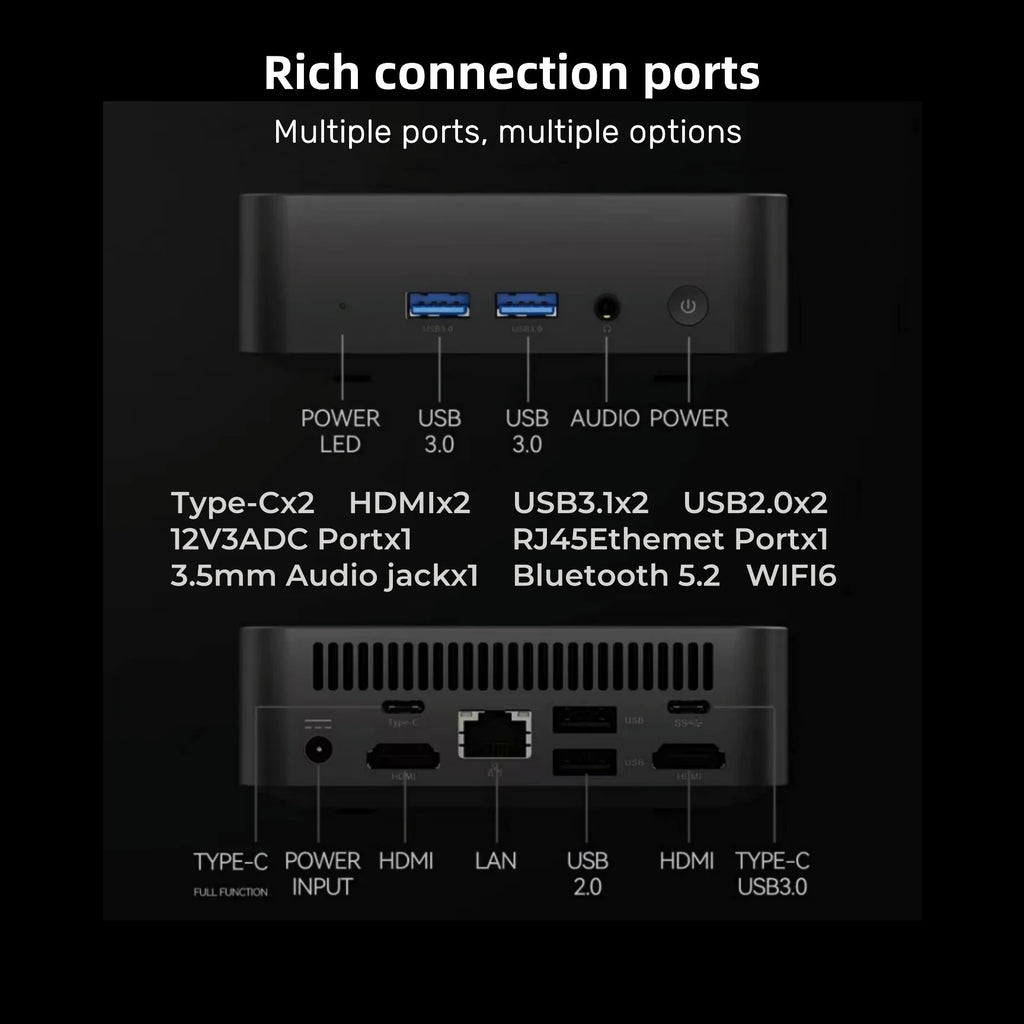 Windows 11 MiniPC Intel Core i9 10980HK Intel N150 16GB 32GB RAM WIFI6 BT5.2 4K 1TB 2TB SSD 1000Mbps Protable Gaming Computer PC