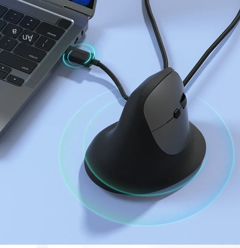 Mouse Wired Vertical Mouse Ergonomic Rechargeable 3200DPI Optional Portable Gaming Mouse for Mac Laptop PC Computer