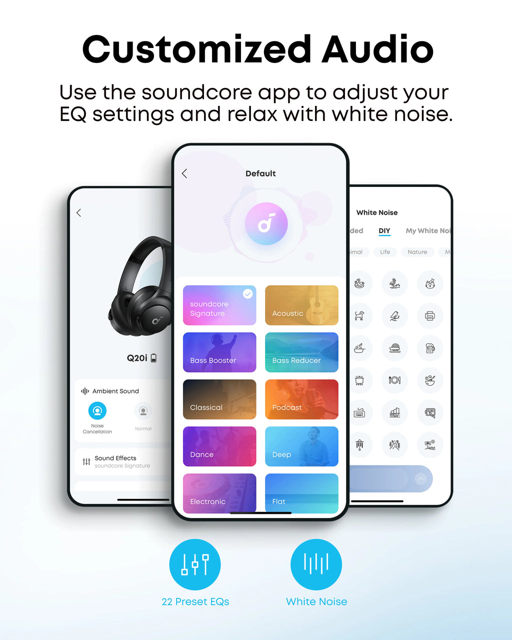 Soundcore by Anker Q20i Hybrid Active Noise Cancelling Headphones, Wireless Over-Ear Bluetooth, 40H ANC Playtime, Hi-Res Audio