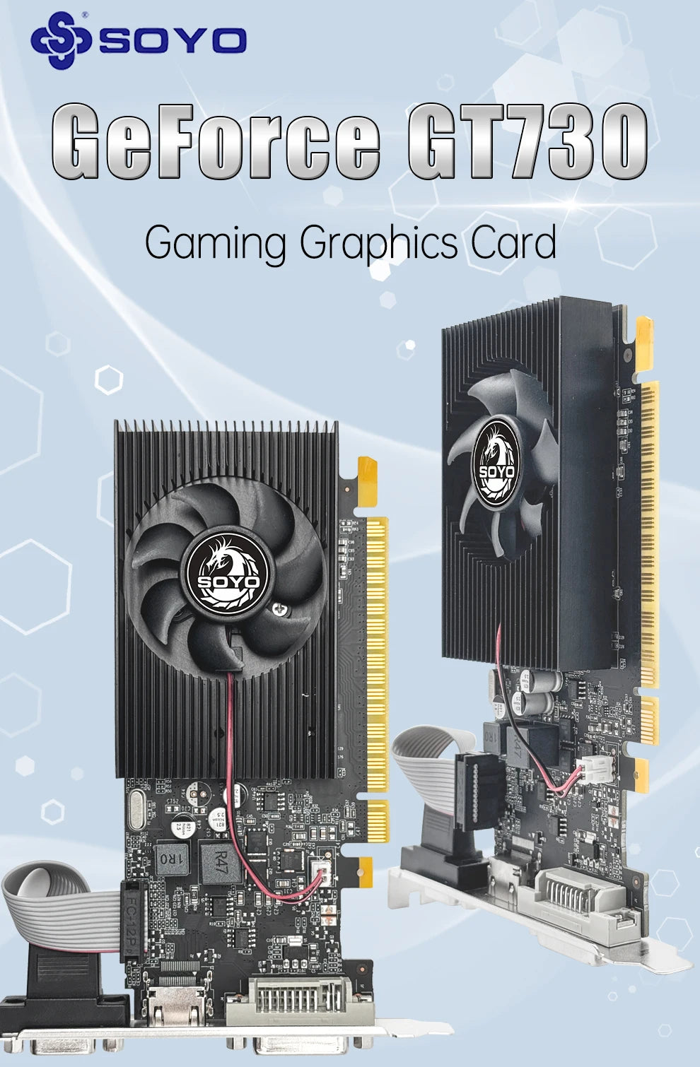 Graphics Cards SOYO NVIDIA GT730 4G GDDR3 128bit Video Card HDMI+DP+DVI For Desktop Gaming Computer Components GPU GT 730