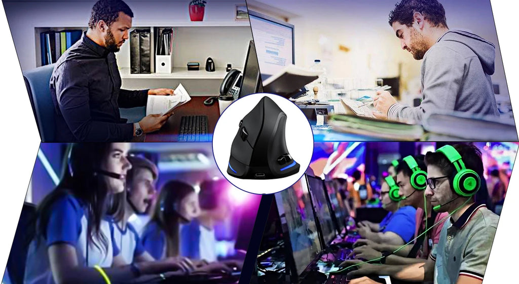Lefon F35 Wireless Mouse Vertical Rechargeable Ergonomic Mouse 2400 DPI Optical Gaming Mice for Gamer Computer Laptop PC Mac IOS