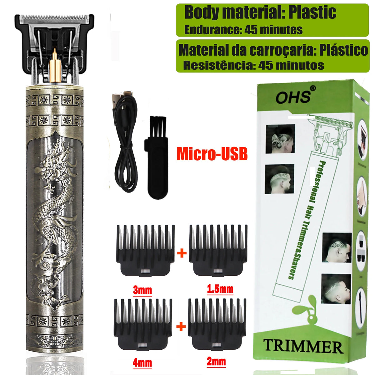 OHS Rechargeable  Vintage T9 Cordless Hair Cutting Machine Electric Shaver For Man Hair Clipper Barber Trimmer Beard Razors