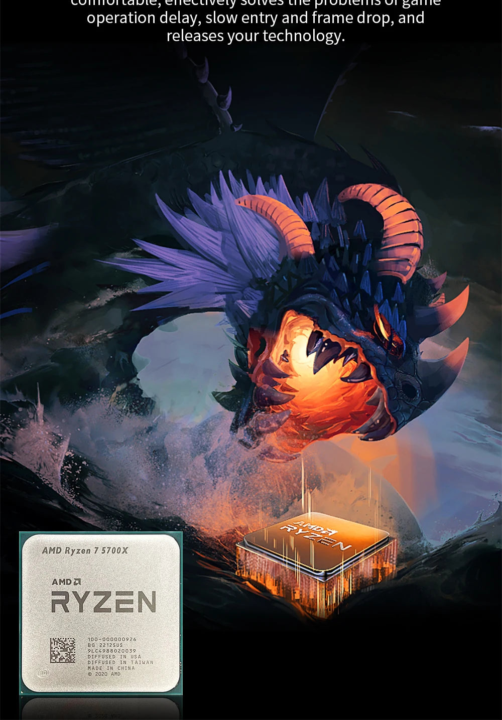 AMD Ryzen 7 5700X CPU AMD R7 5700X Processor Up to 4.6GHz 8-Core 16-Thread Socket AM4 Desktop Gaming CPU for PC Gamer