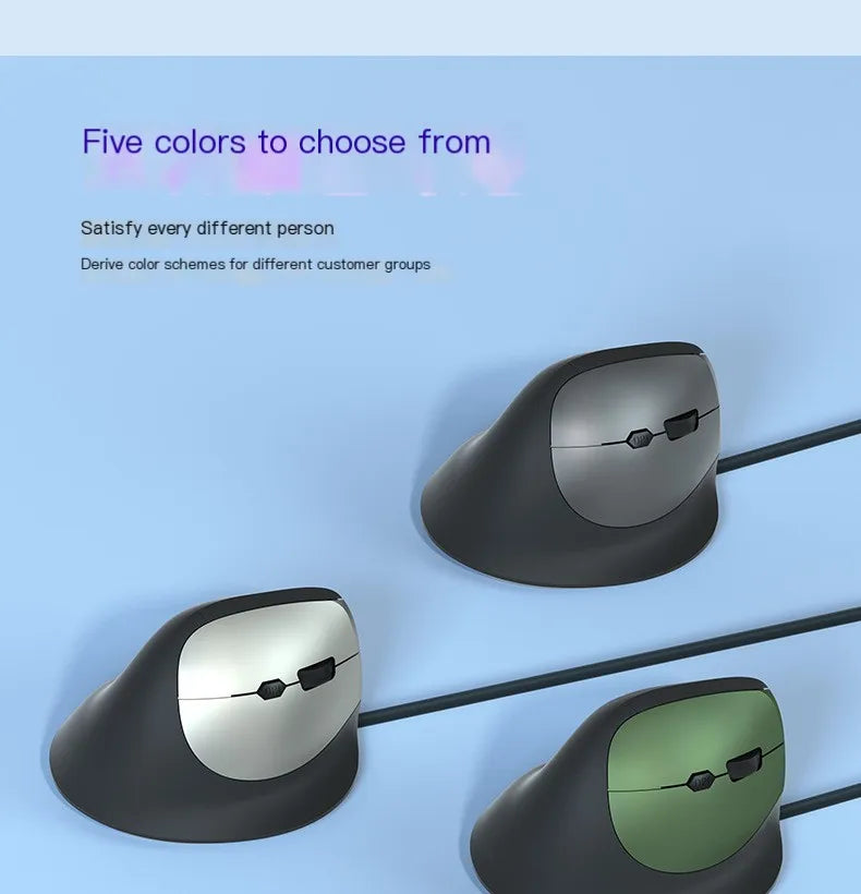 Mouse Wired Vertical Mouse Ergonomic Rechargeable 3200DPI Optional Portable Gaming Mouse for Mac Laptop PC Computer