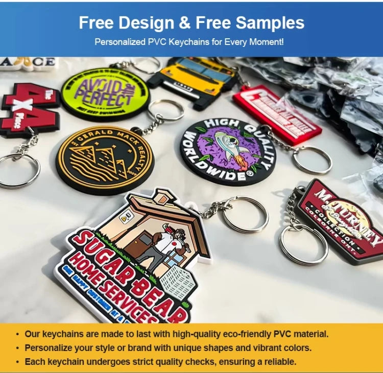 Custom PVC Keychains Customize Soft Rubber Keychain with Design&Logo DIY Silicone Key Personalized Durable PVC Key Chain for Key