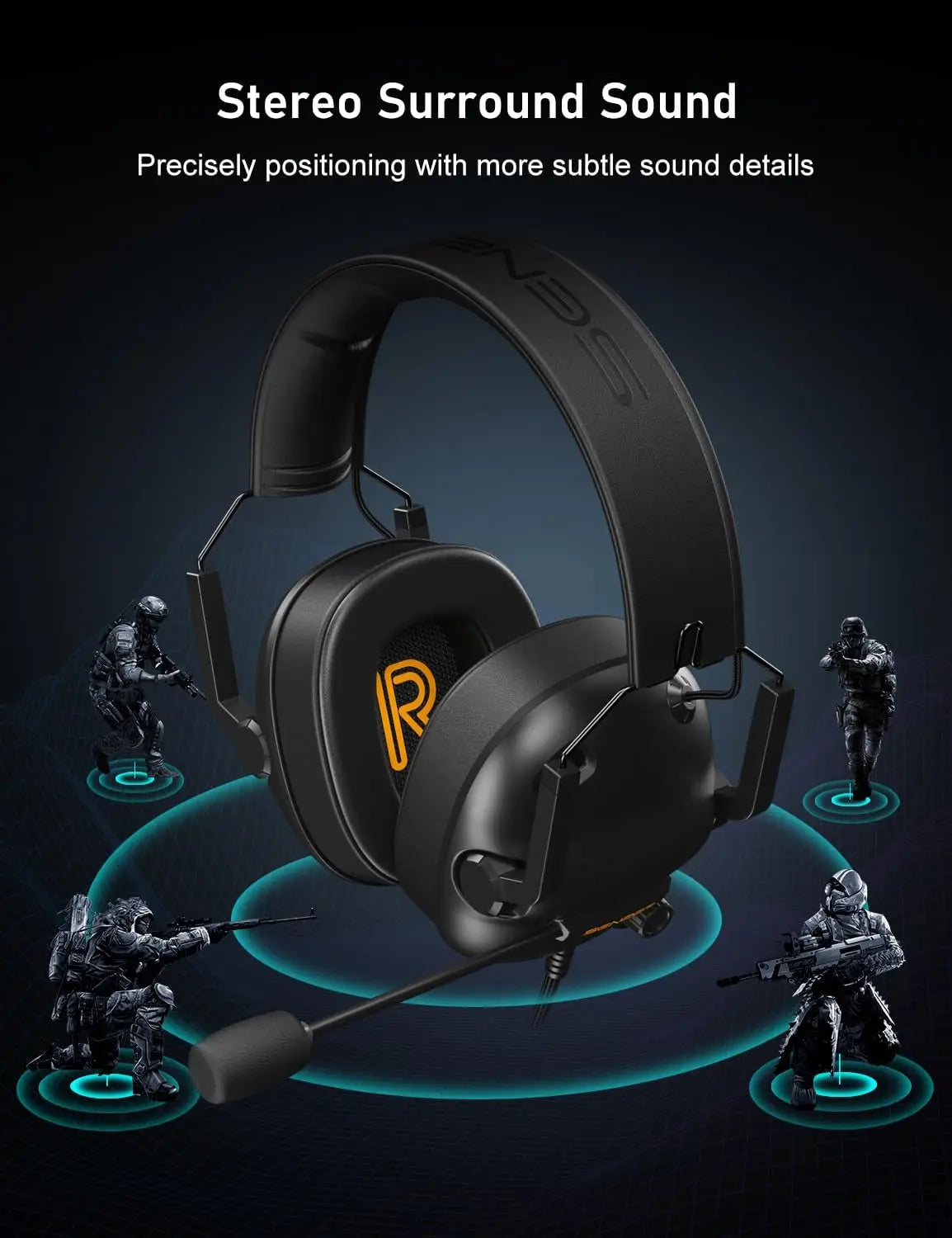 SENZER SG500 Surround Sound Pro Gaming Headset with Noise Cancelling Microphone-Portable Foldable Headphones for PC,PS4,PS5,Xbox