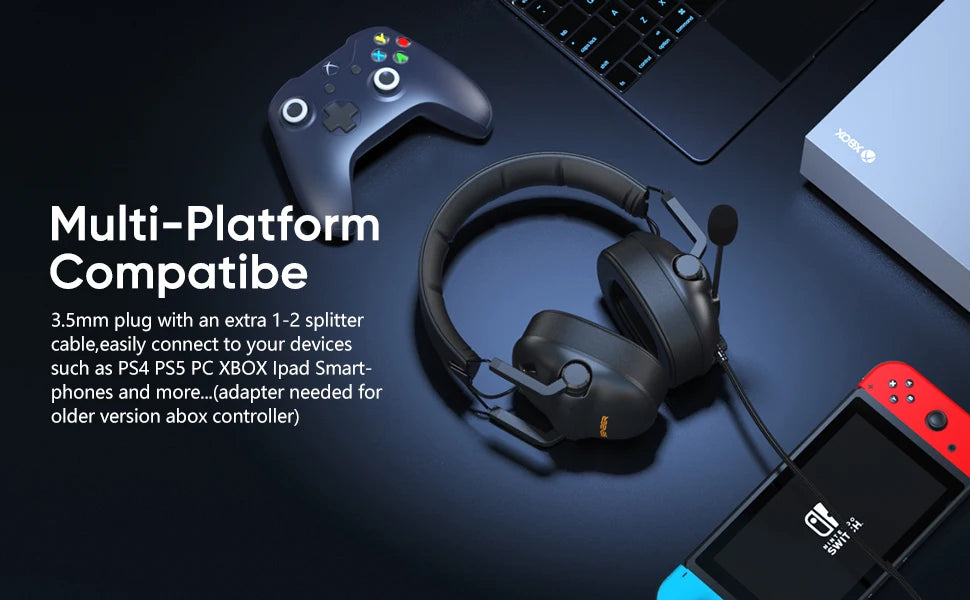 SENZER SG500 Surround Sound Pro Gaming Headset with Noise Cancelling Microphone-Portable Foldable Headphones for PC,PS4,PS5,Xbox