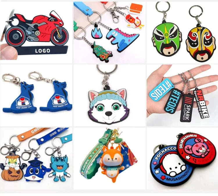 Custom PVC Keychains Customize Soft Rubber Keychain with Design&Logo DIY Silicone Key Personalized Durable PVC Key Chain for Key
