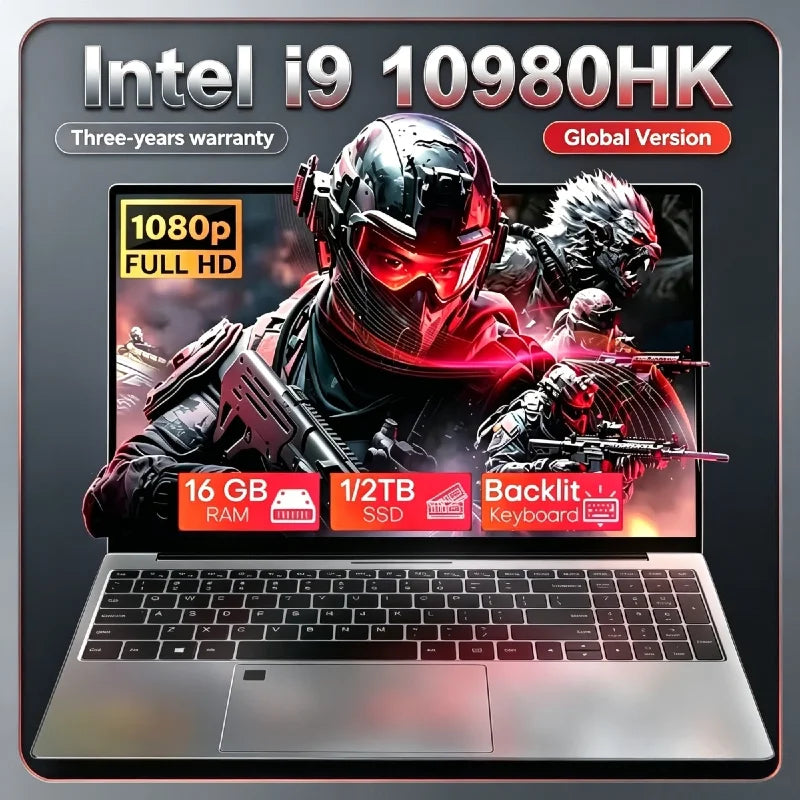 2026 15.6 Inch Gaming Laptop Intel Core i9 10980HK 32GB RAM 2TB SSD Win 11 Pro Fingerprint Unlock Backlit Keyboard Computer  PC