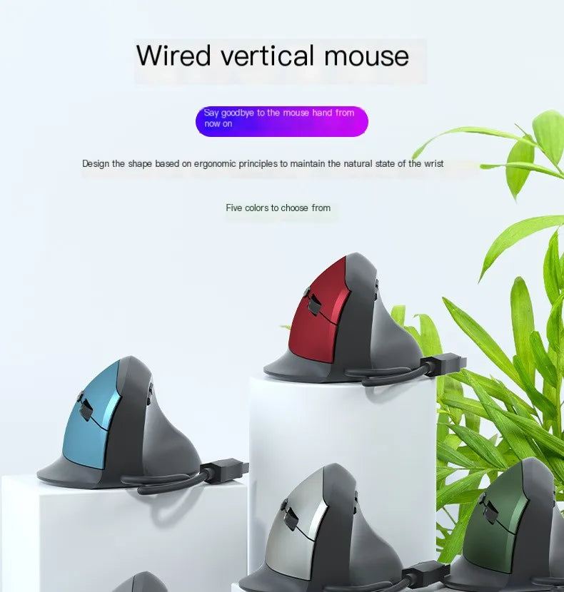 Mouse Wired Vertical Mouse Ergonomic Rechargeable 3200DPI Optional Portable Gaming Mouse for Mac Laptop PC Computer