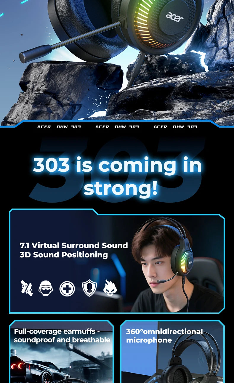 RGB Cool Lighting Wired Earphones Low latency Headphones with Mic Breathable Comfortable Earbuds Surround Sound Effects for Game