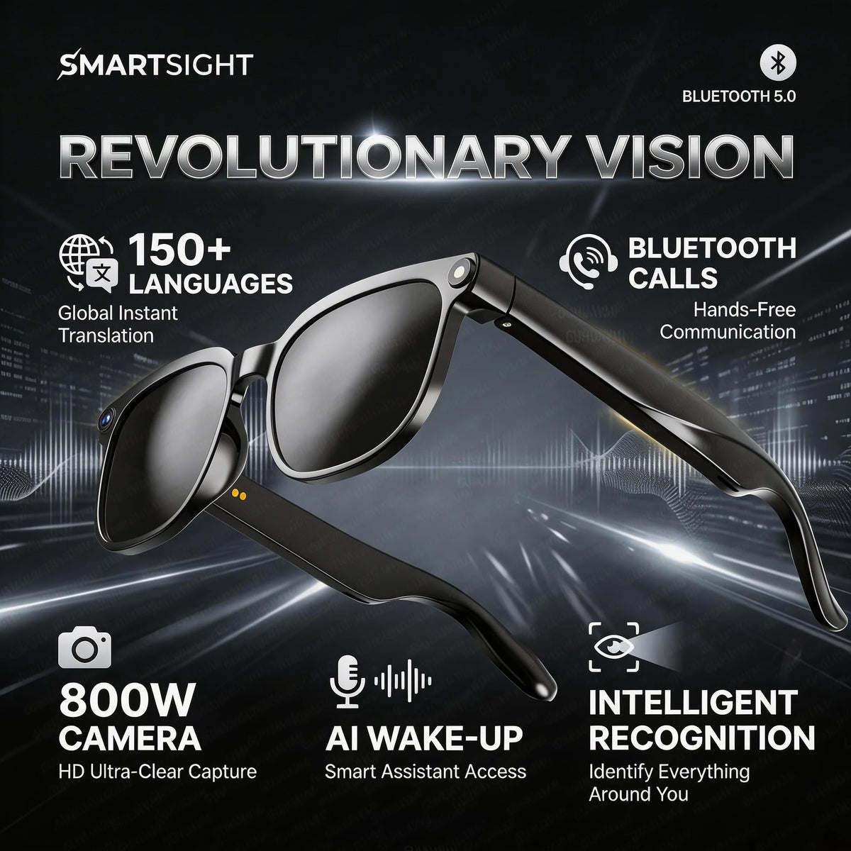 Smart AI Glasses 1080P HD Camera Video Recorder Bluetooth 5.4 Wireless Audio Headphones IP65 Waterproof Sport Men Women Eyewear