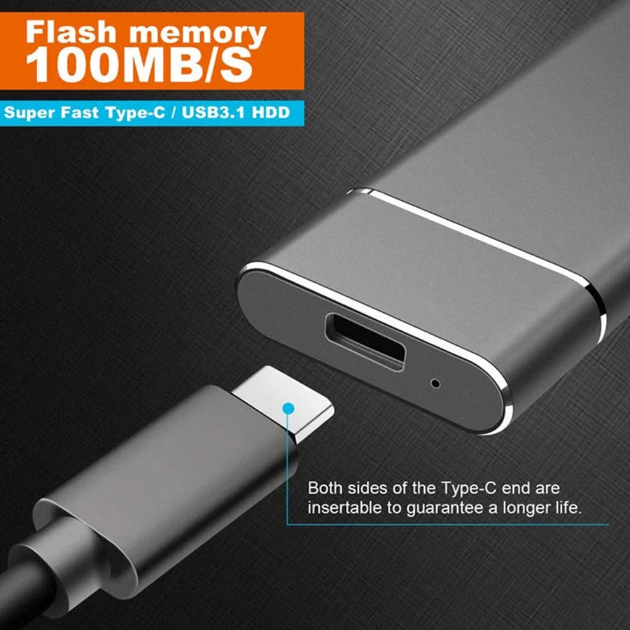 Hard Drive 2TB High-speed External SSD Portable SSD USB3.0 Solid State Disk Backup Storage for Mac/Laptop