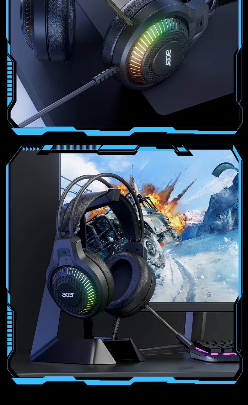 RGB Cool Lighting Wired Earphones Low latency Headphones with Mic Breathable Comfortable Earbuds Surround Sound Effects for Game