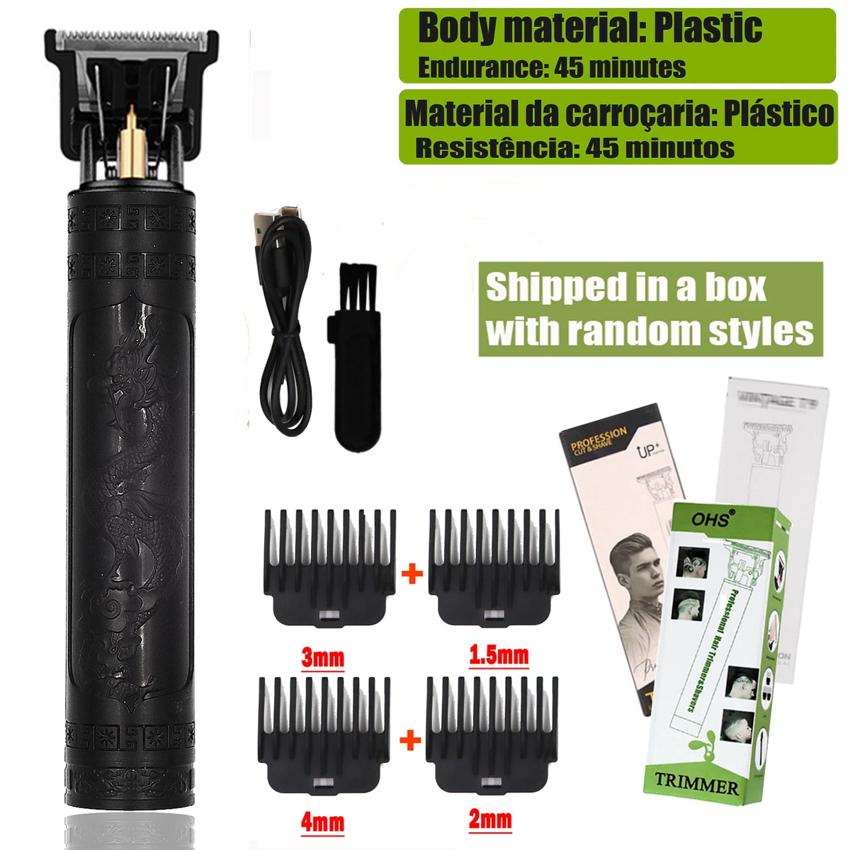 OHS Rechargeable  Vintage T9 Cordless Hair Cutting Machine Electric Shaver For Man Hair Clipper Barber Trimmer Beard Razors