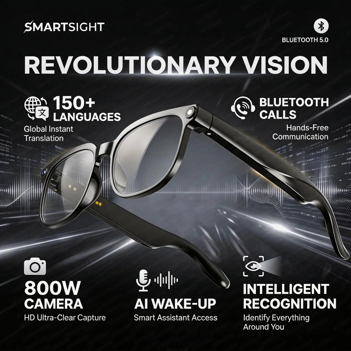 Smart AI Glasses 1080P HD Camera Video Recorder Bluetooth 5.4 Wireless Audio Headphones IP65 Waterproof Sport Men Women Eyewear