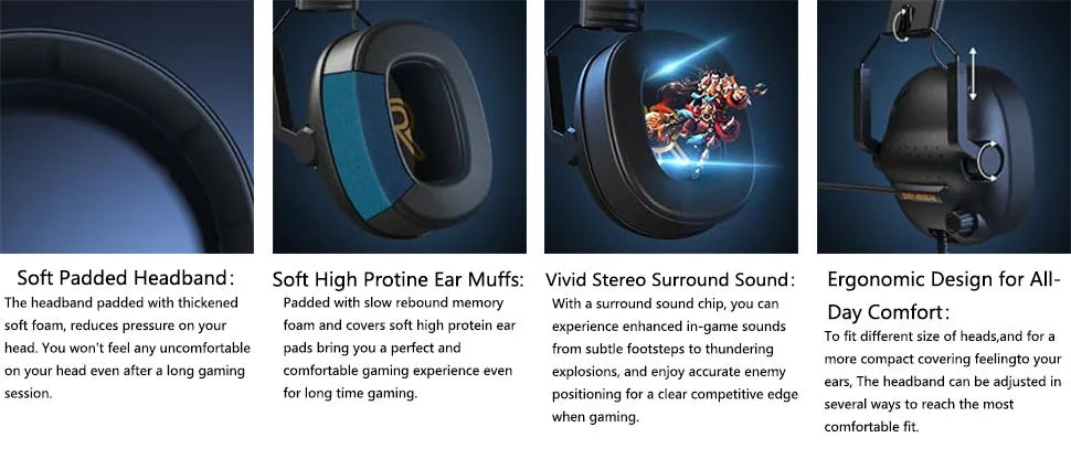 SENZER SG500 Surround Sound Pro Gaming Headset with Noise Cancelling Microphone-Portable Foldable Headphones for PC,PS4,PS5,Xbox