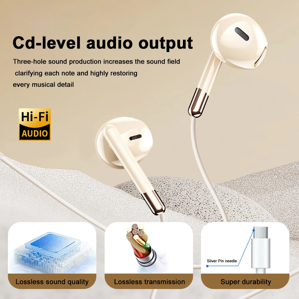 For Samsung Earplugs Dolby Surround Sound With Mic Type C 3.5mm Music Wired Headphones For Samsung Galaxy S25 S24 S23 S22 Ultra
