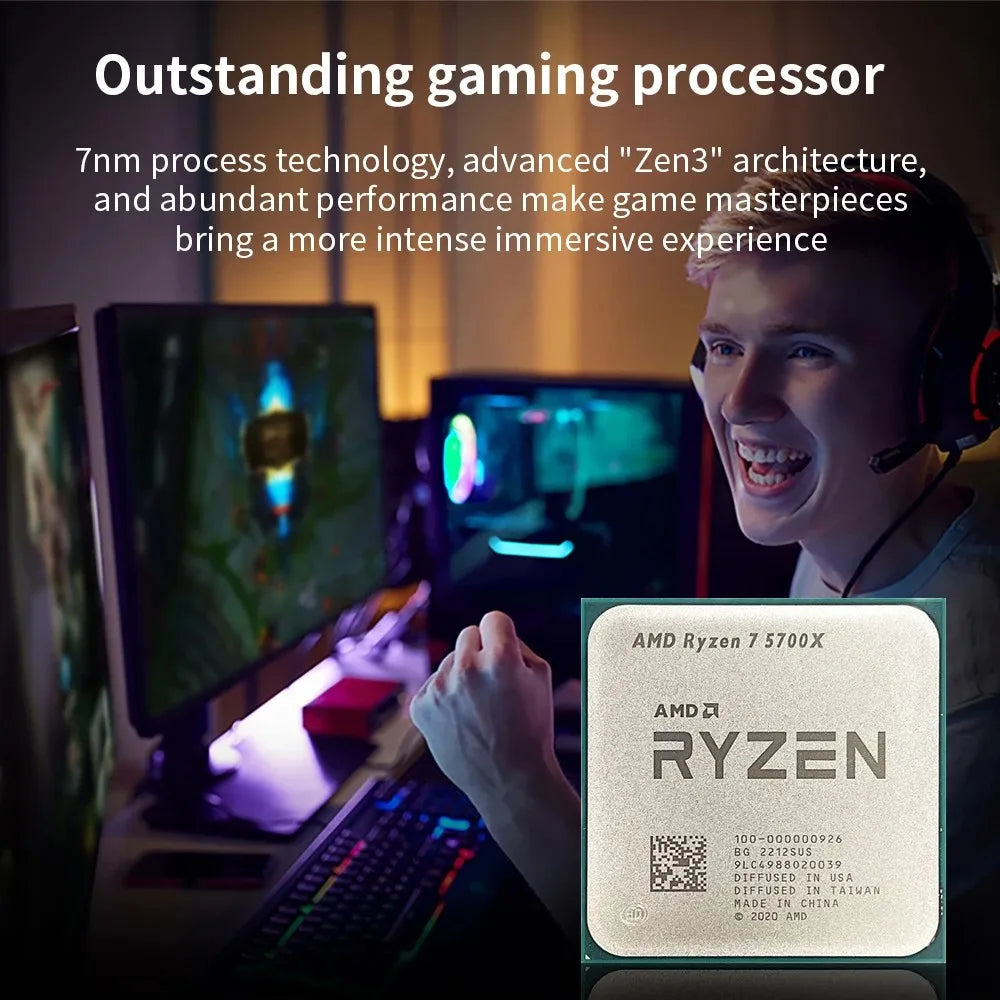 AMD Ryzen 7 5700X CPU AMD R7 5700X Processor Up to 4.6GHz 8-Core 16-Thread Socket AM4 Desktop Gaming CPU for PC Gamer