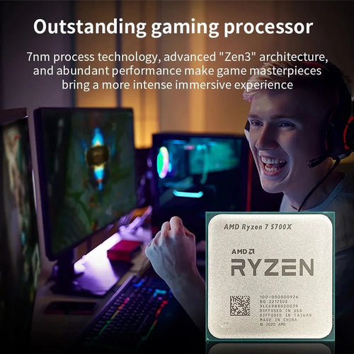 AMD Ryzen 7 5700X CPU AMD R7 5700X Processor Up to 4.6GHz 8-Core 16-Thread Socket AM4 Desktop Gaming CPU for PC Gamer