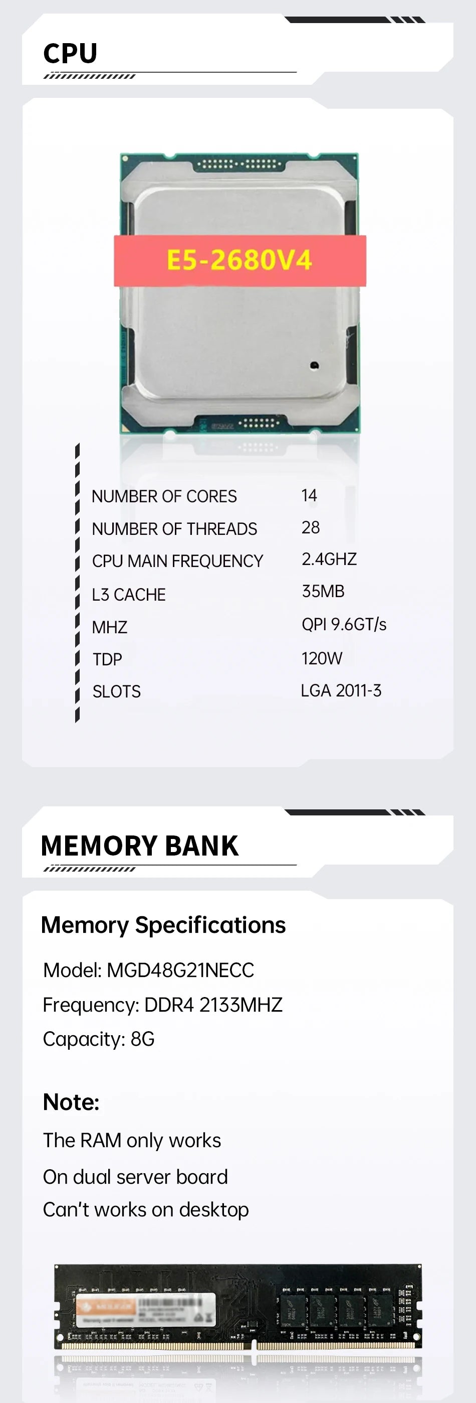 MOUGOL X99 Motherboard Kit with Intel Xeon E5 2680 V4 & DDR4 8Gx2 2133MHz Dual Channel RAM M.2 NVME for Desktop Gaming Computer
