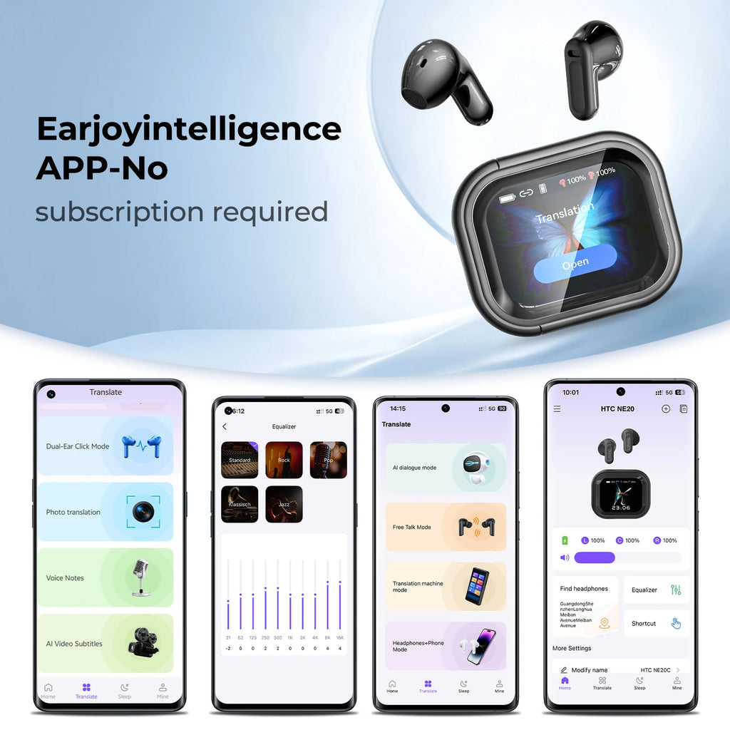 Auriculares Traductor DeIdioma 2026 HTC NE20 AI Translator Earbud Real-Time Translation Smart LCD Screen BT6.0 TWS Choice