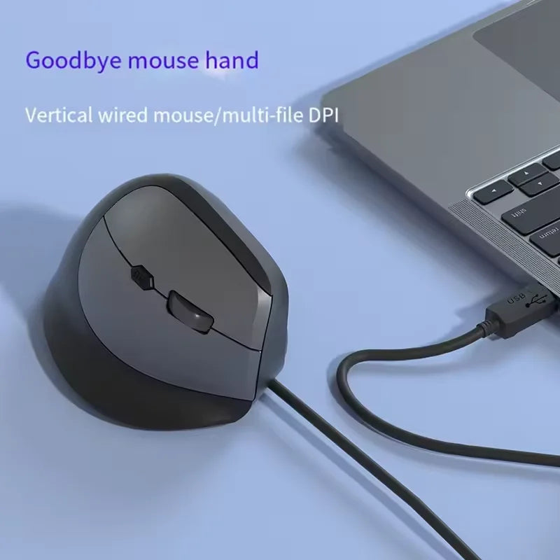 Mouse Wired Vertical Mouse Ergonomic Rechargeable 3200DPI Optional Portable Gaming Mouse for Mac Laptop PC Computer