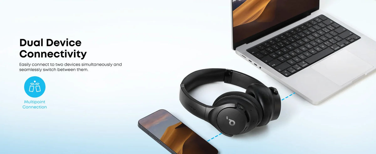 Soundcore by Anker Q20i Hybrid Active Noise Cancelling Headphones, Wireless Over-Ear Bluetooth, 40H ANC Playtime, Hi-Res Audio