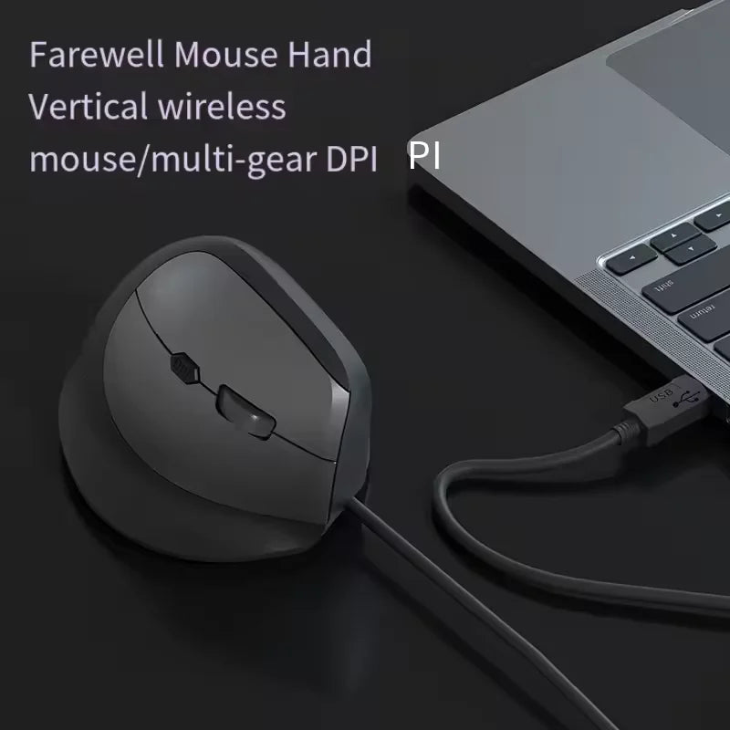 Mouse Wired Vertical Mouse Ergonomic Rechargeable 3200DPI Optional Portable Gaming Mouse for Mac Laptop PC Computer