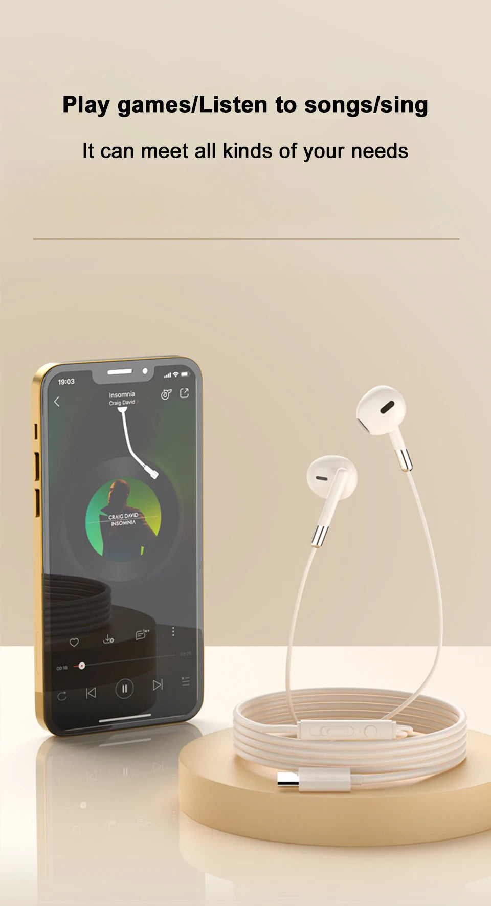 For Samsung Earplugs Dolby Surround Sound With Mic Type C 3.5mm Music Wired Headphones For Samsung Galaxy S25 S24 S23 S22 Ultra