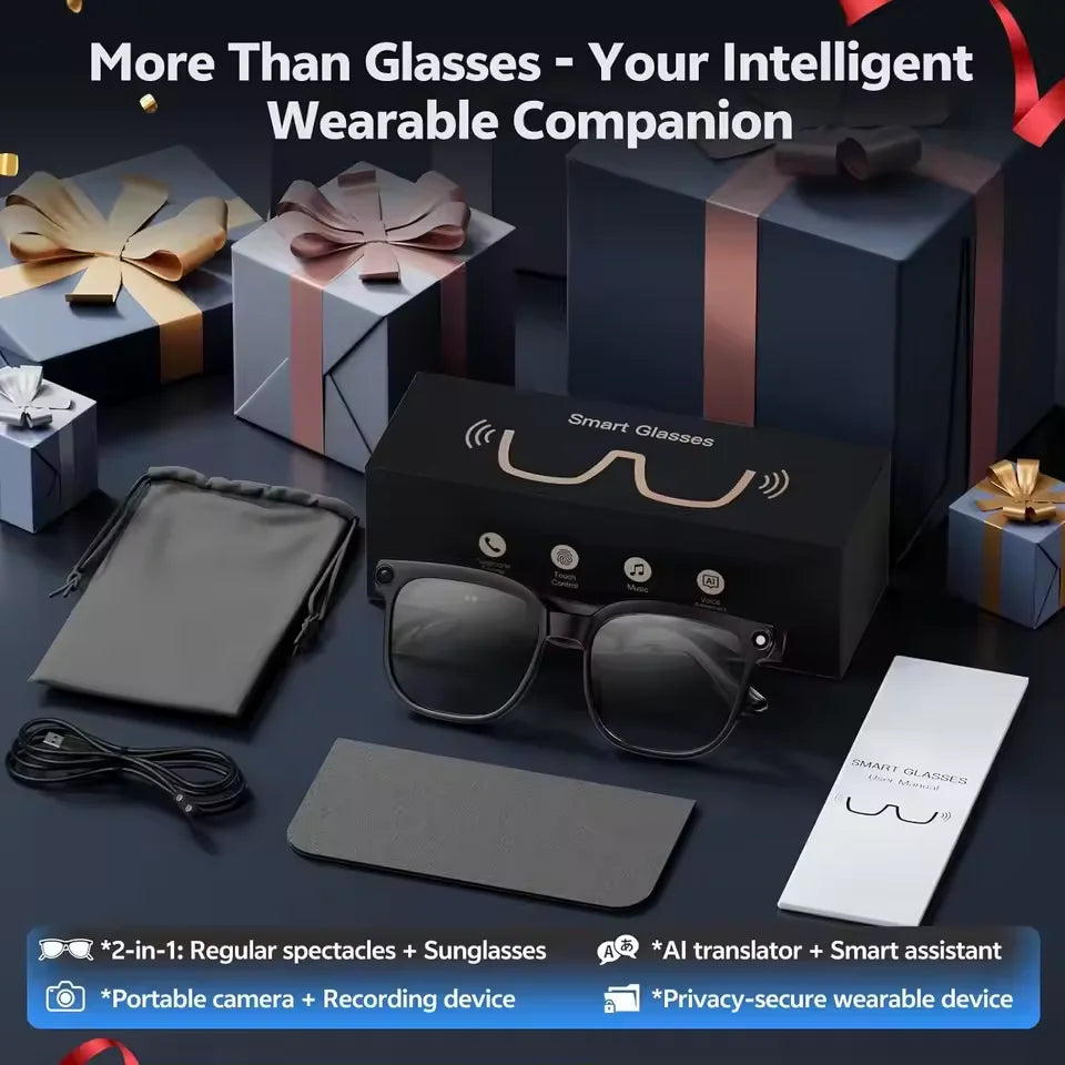 Smart AI Glasses 1080P HD Camera Video Recorder Bluetooth 5.4 Wireless Audio Headphones IP65 Waterproof Sport Men Women Eyewear