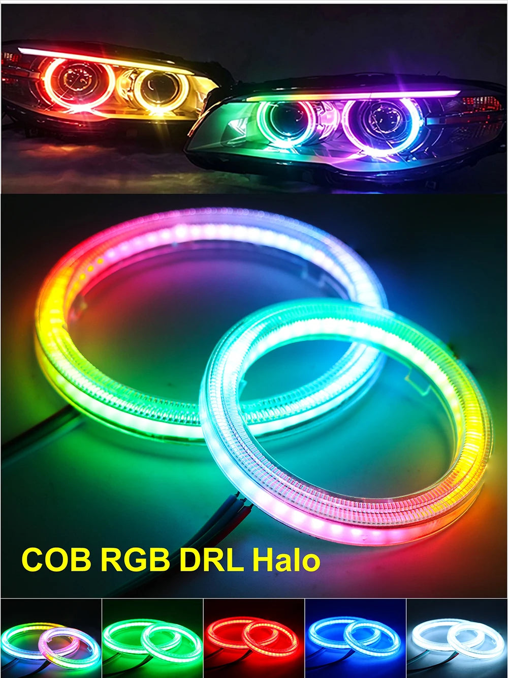 Car Headlight COB Angel Eyes Halo Rings Daytime Running Lights Fog Lights Retrofit Accessories COB Halo Rings Fog Lights COB LED
