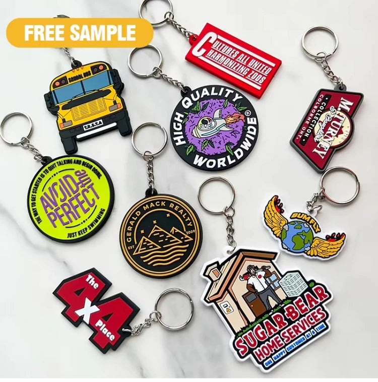Custom PVC Keychains Customize Soft Rubber Keychain with Design&Logo DIY Silicone Key Personalized Durable PVC Key Chain for Key