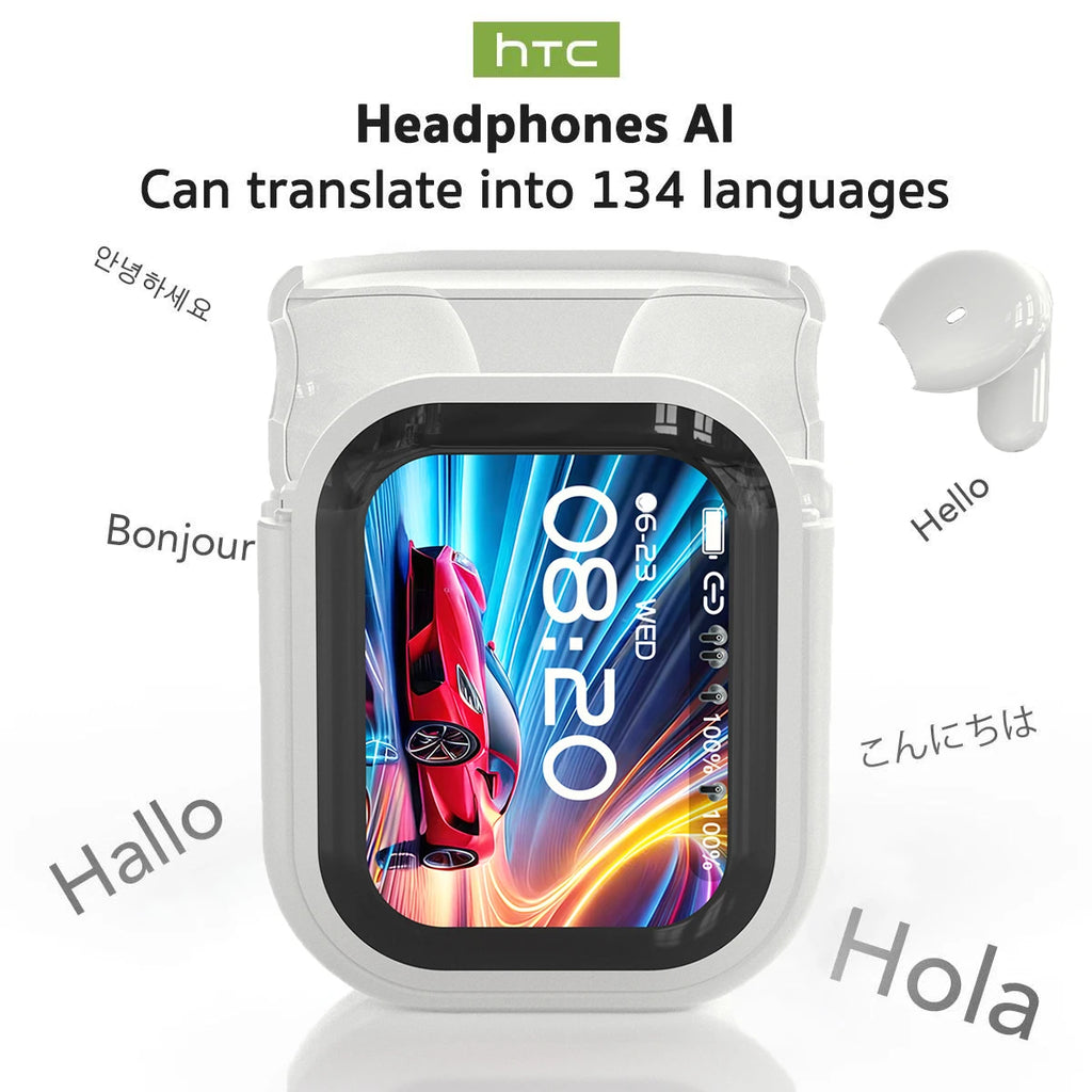 Auriculares Traductor DeIdioma 2026 HTC NE20 AI Translator Earbud Real-Time Translation Smart LCD Screen BT6.0 TWS Choice