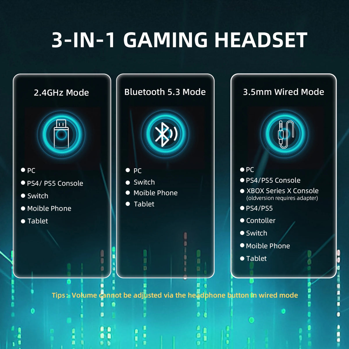ATTACK SHARK L80PRO 3-IN-1 Gaming Headset can make more stable connection & low-latency,dual microphone design ,40mm