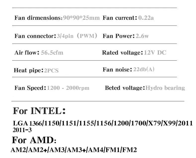 CPU Air Cooler X79 X99 3Pin PWM 4Pin Quiet Processor Cooling Fan For Intel LGA 1151 1155 1200 1700 2011 AMD AM3 AM4 PC Radiator
