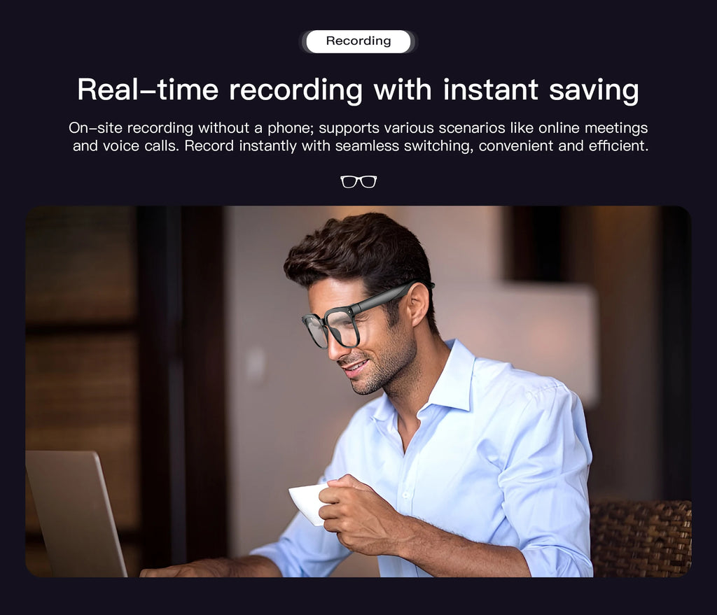 Smart AI Glasses 1080P HD Camera Video Recorder Bluetooth 5.4 Wireless Audio Headphones IP65 Waterproof Sport Men Women Eyewear