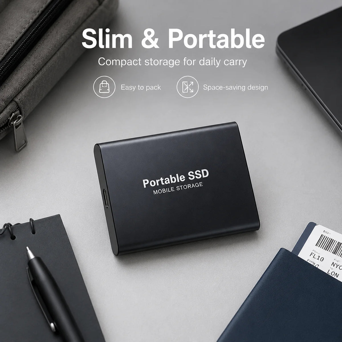 Portable SSD Drive USB Type-C for Computer File Backup